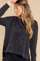 At The Start Charcoal Grey Sweatshirt - Red Dress