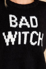 Bad Witch Black Crew Sweater - Red Dress