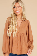 Be My Guest Camel Top - Red Dress