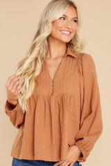 Be My Guest Camel Top - Red Dress