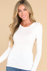 Front view of this top that features a crew neckline.