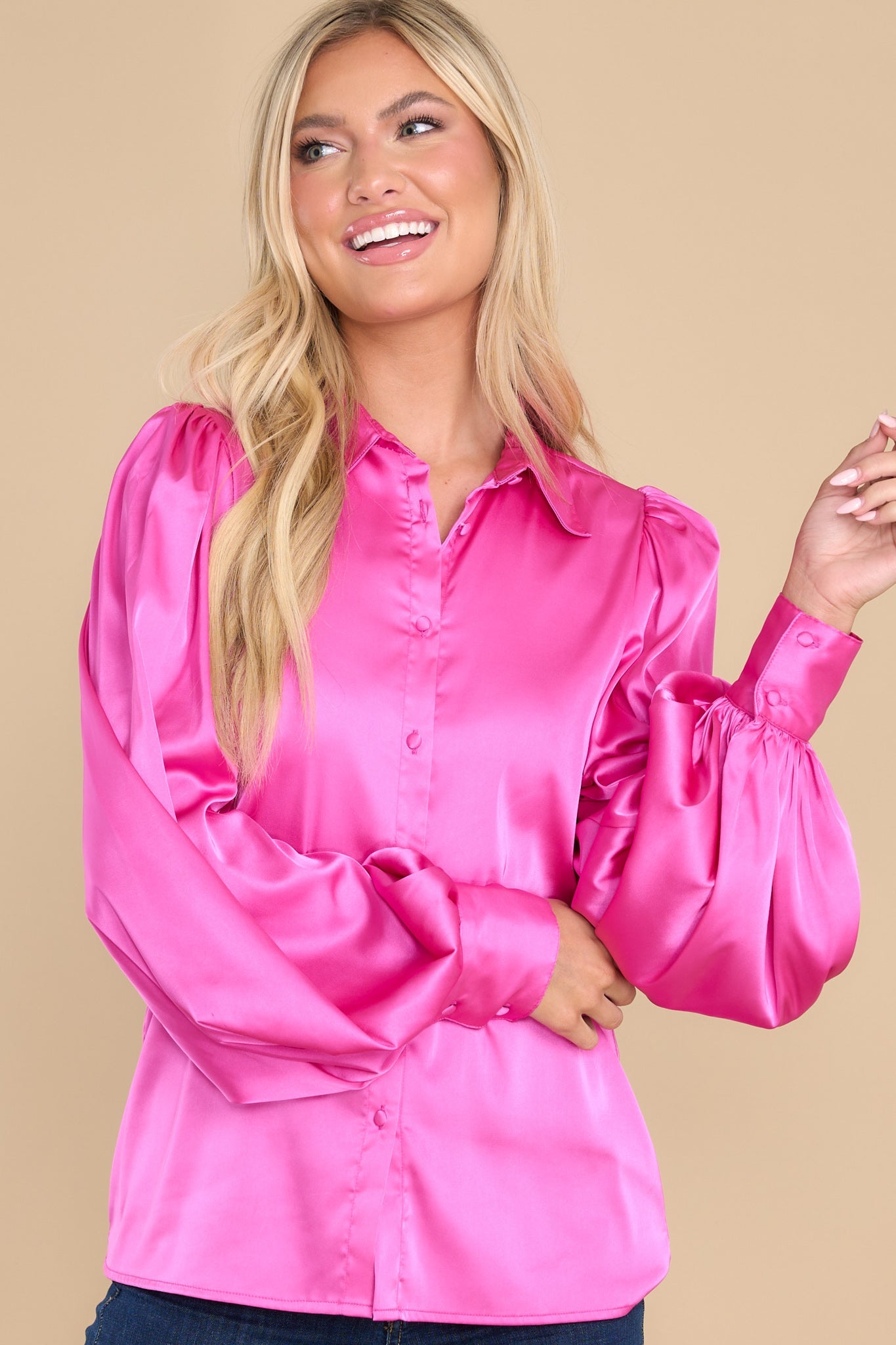 Blessed Events Hot Pink Top - Red Dress