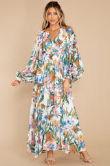Blooming Desire Ivory Multi Floral Print Maxi Dress - Red Dress