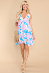 Blooming With Bliss Blue Floral Print Tunic - Red Dress