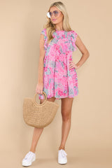 Blossoming Beauty Pink Multi Floral Print Dress - Red Dress