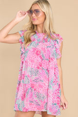 Blossoming Beauty Pink Multi Floral Print Dress - Red Dress