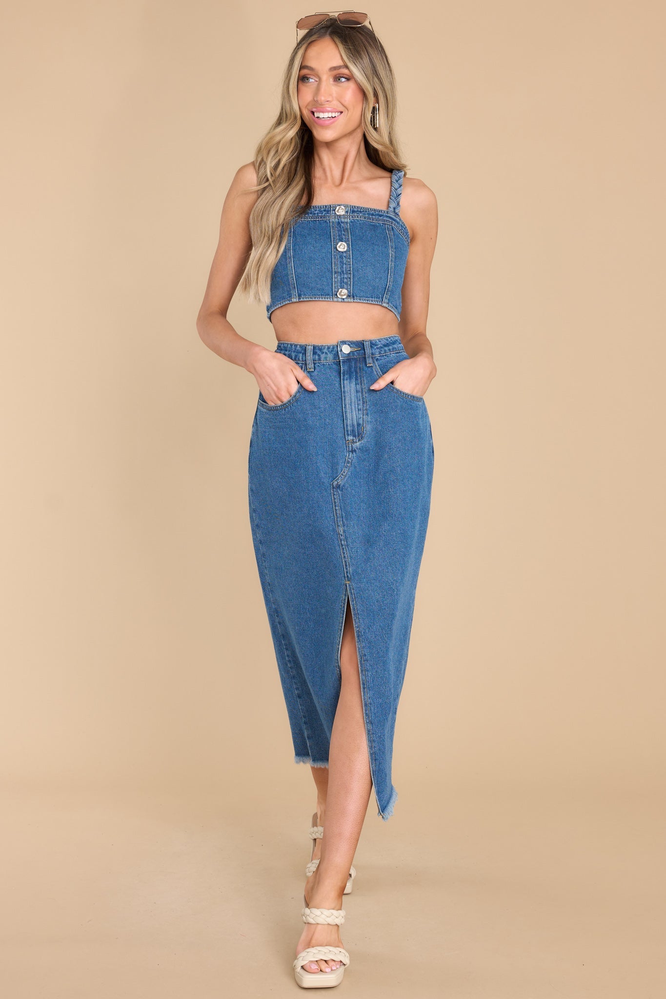 Blue Without You Denim Skirt - Red Dress