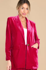 Boss Babe Hot Pink Velvet Blazer - Red Dress