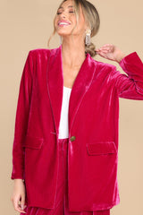 Front view of this jacket that features a collared neckline.