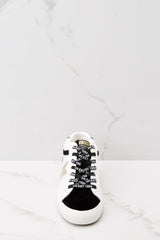 Bounce White Black Gold Foil Sneakers - Red Dress