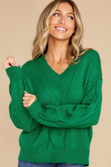 Bright Days Ahead Green Sweater - Red Dress