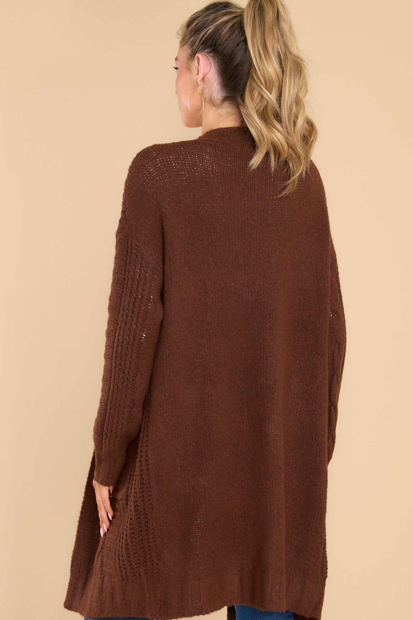 By The Fireplace Brown Cardigan - Red Dress