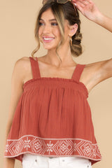 Can't Help It Terracotta Top - Red Dress