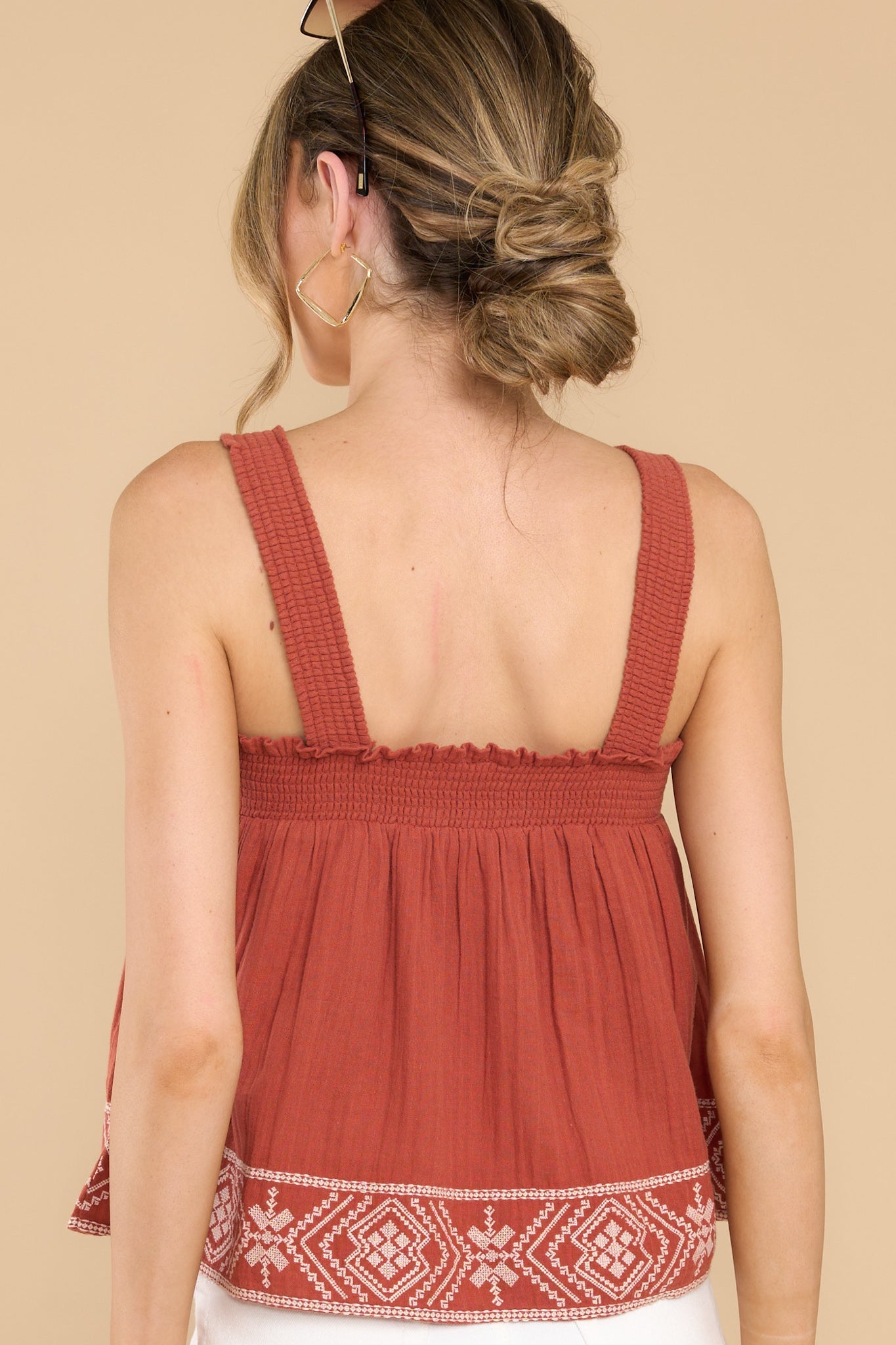 Can't Help It Terracotta Top - Red Dress