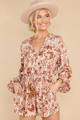 Can't Stop Me Ivory Multi Print Romper - Red Dress