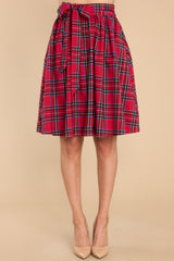 Captivating Beauty Red Multi Plaid Skirt - Red Dress