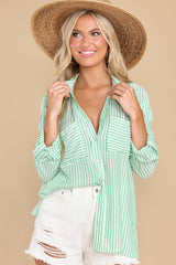 Carefree Nights Green Striped Top - Red Dress