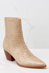 Caty Tan Snake Ankle Boots - Red Dress