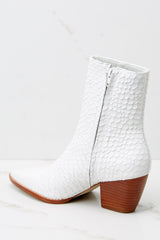 Caty White Snake Ankle Boots - Red Dress