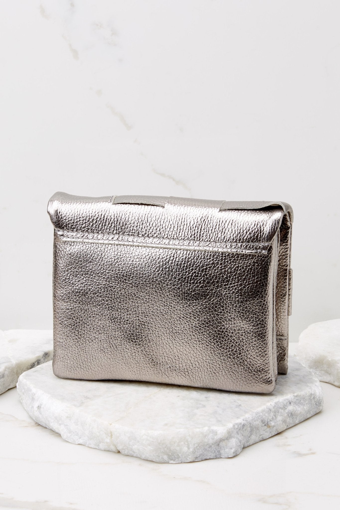 Caught In A Moment Silver Leather Bag - Red Dress