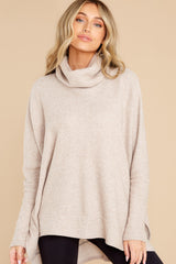Chic Warmth Taupe Turtleneck Sweater - Red Dress