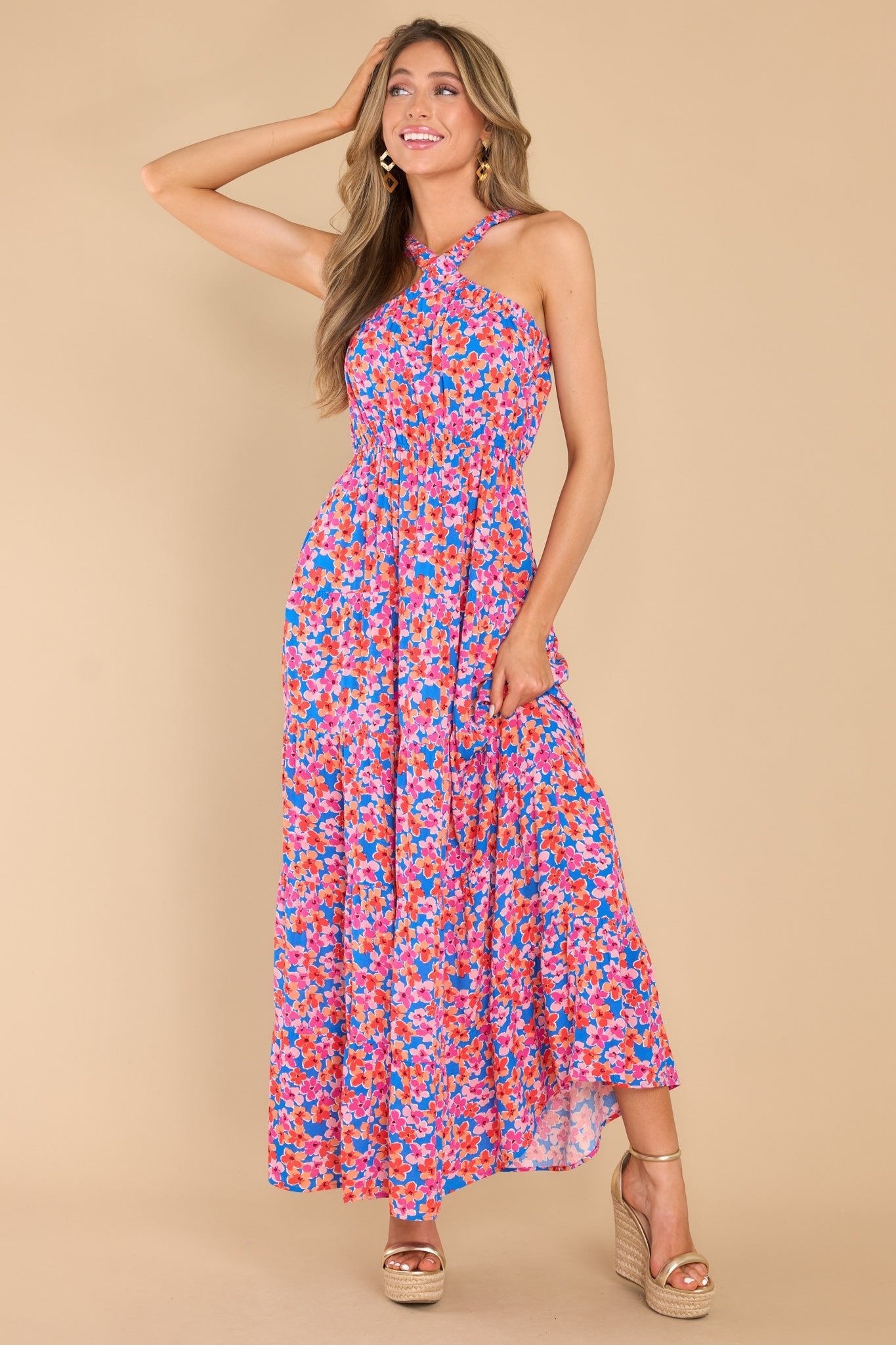 Pretty Blue Multi Floral Tiered Maxi - Dresses | Red Dress Pretty Blue Multi Floral Tiered Maxi - Dresses | Red Dress