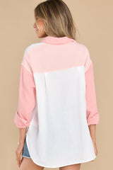 Don't Get Attached Pink Colorblock Gauze Top - Red Dress