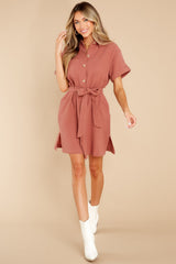 Don't Hold Back Rosewood Dress - Red Dress