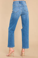 Don't Pass These By Medium Wash Distressed Straight Jeans - Red Dress