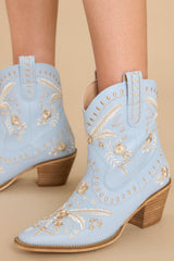 Double Or Nothing Light Blue Ankle Booties - Red Dress