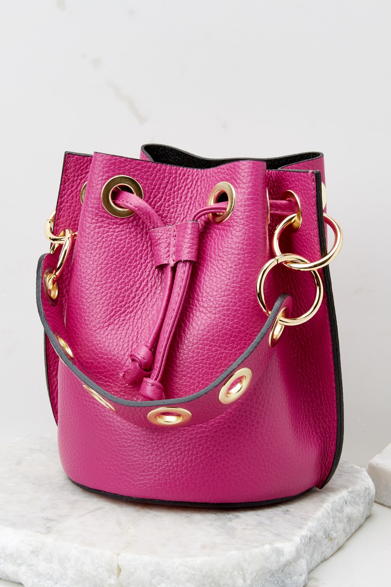 Drawn To You Hot Pink Leather Bag - Red Dress