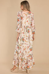 Earthly Elegance Ivory Floral Print Maxi Dress - Red Dress