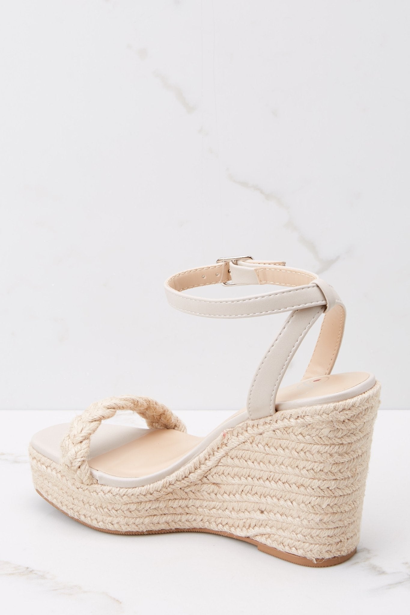 Ease Into It Beige Wedge Sandals - Red Dress