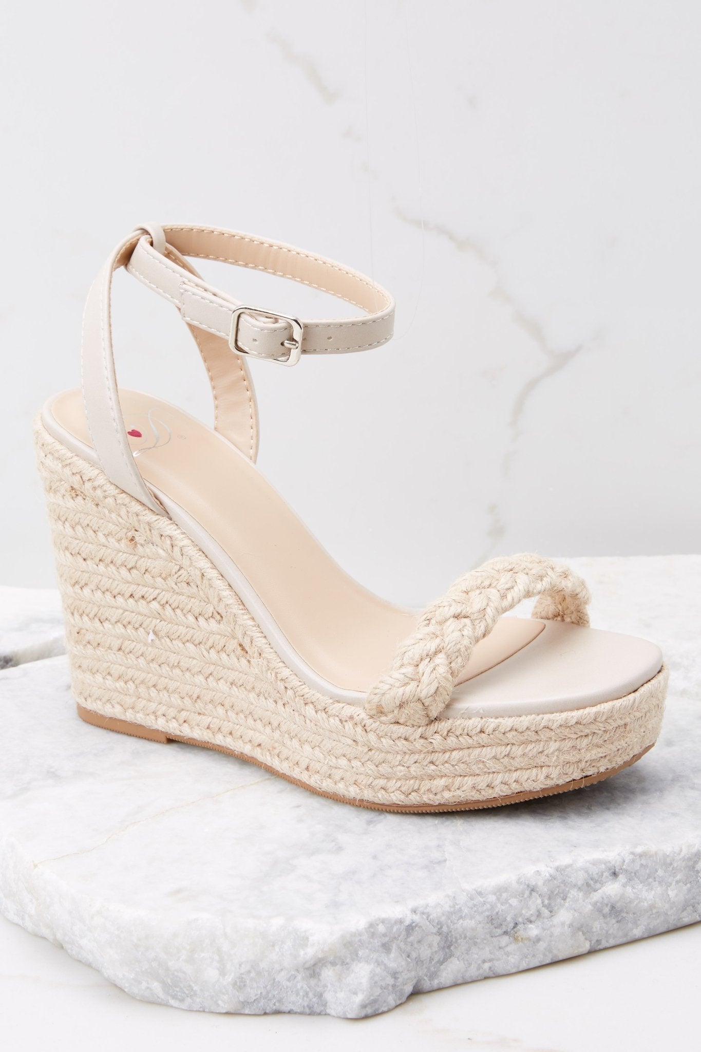 Ease Into It Beige Wedge Sandals - Red Dress