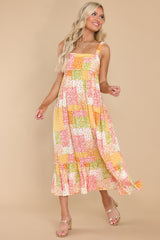 Easy Breezy Coral Multi Patchwork Dress - Red Dress