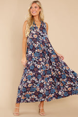 Enduring Love Violet Blue Floral Print Maxi Dress - Red Dress