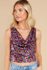 Enjoy The Party Fuchsia Sequin Tank Top - Red Dress