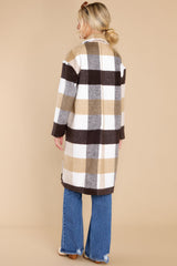Escape The Ordinary Ivory Plaid Coat - Red Dress