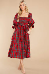 Everyday Cheer Red Plaid Maxi Dress - Red Dress