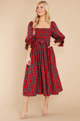 Everyday Cheer Red Plaid Maxi Dress - Red Dress