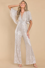 Exceptional Beauty Silver Jumpsuit - Red Dress
