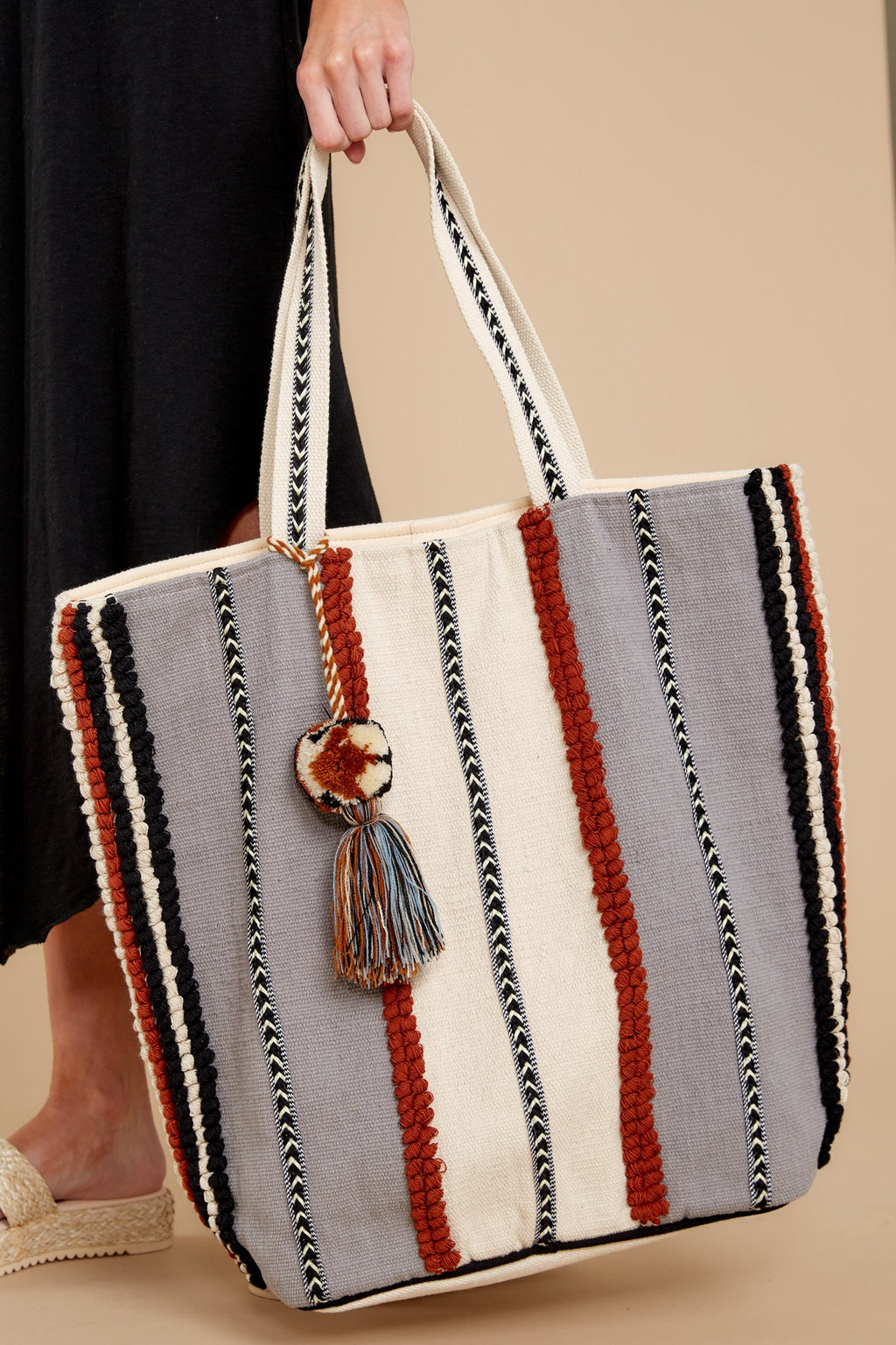 Casual Grey Woven Bag - Accessories | Red Dress