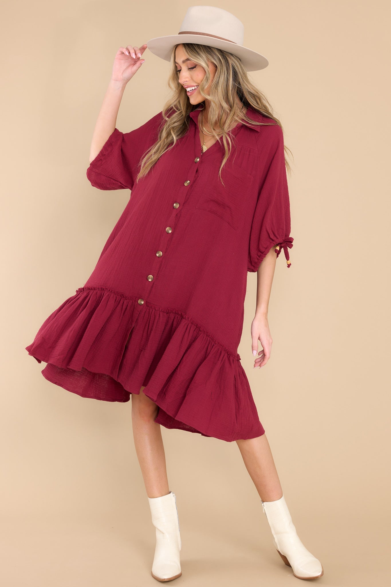 Fairytale Song Berry Midi Dress - Red Dress