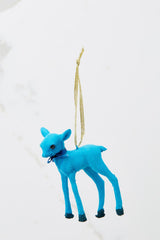 Fawn Blue Christmas Ornament - Red Dress