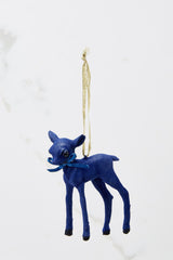 Fawn Navy Christmas Ornament - Red Dress