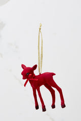 Fawn Red Christmas Ornament - Red Dress