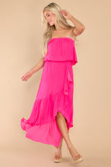 Feeling The Vibe Hot Pink Maxi Dress - Red Dress