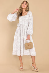 Feels Like Home Grey Floral Maxi Dress - Red Dress