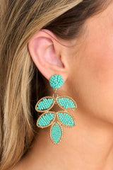Find Me There Turquoise Beaded Earrings - Red Dress