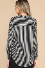 Fit And Trim Black Striped Top - Red Dress